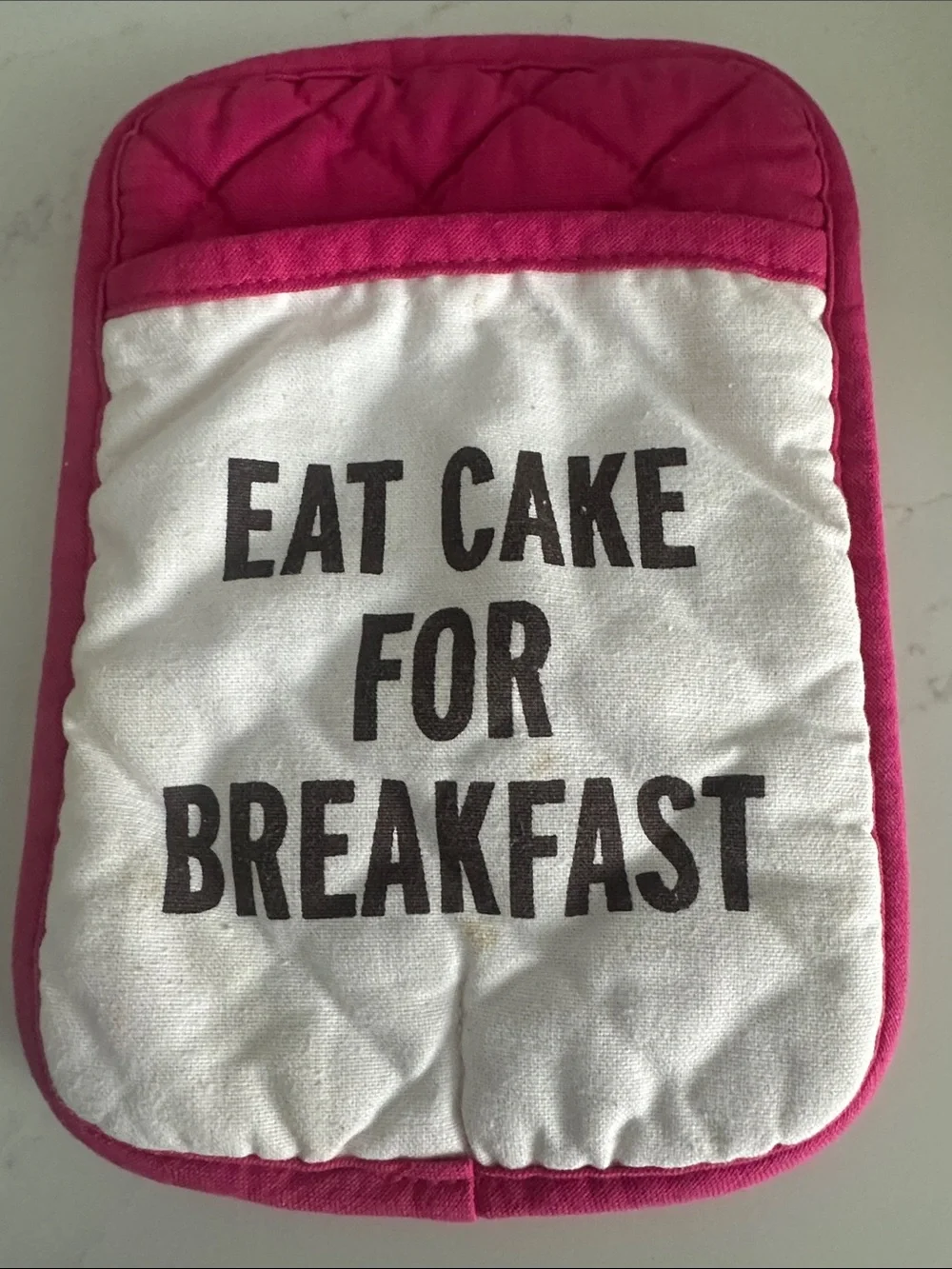 kate spade Pink and White Quilted Oven Mitt - 